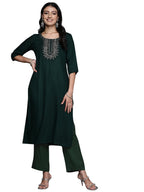 Libas Womens Yoke Design Wool Straight Kurta With Trousers
