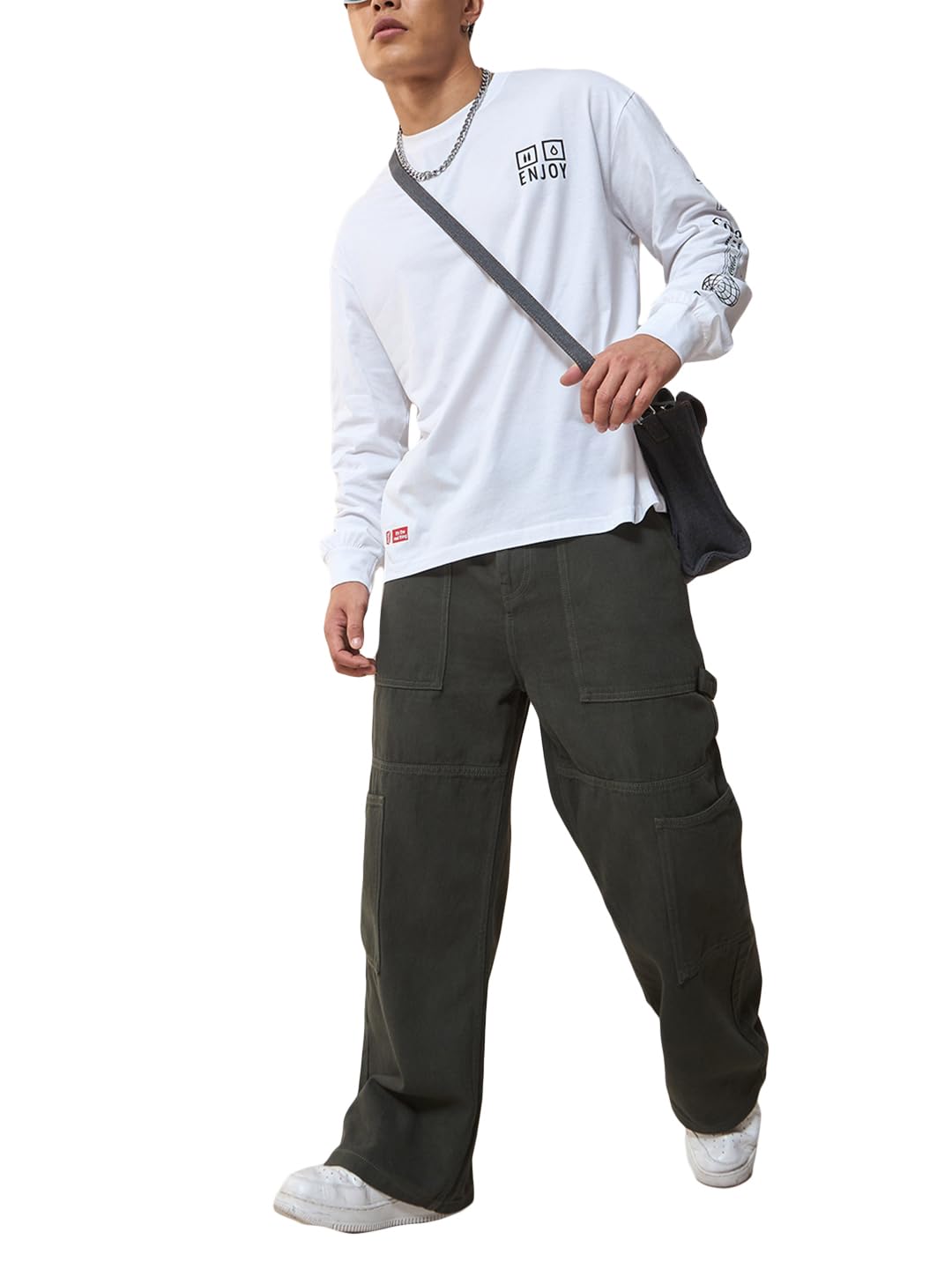 Bewakoof Mens Baggy Straight Fit Carpenter Jeans_624260_Green_30