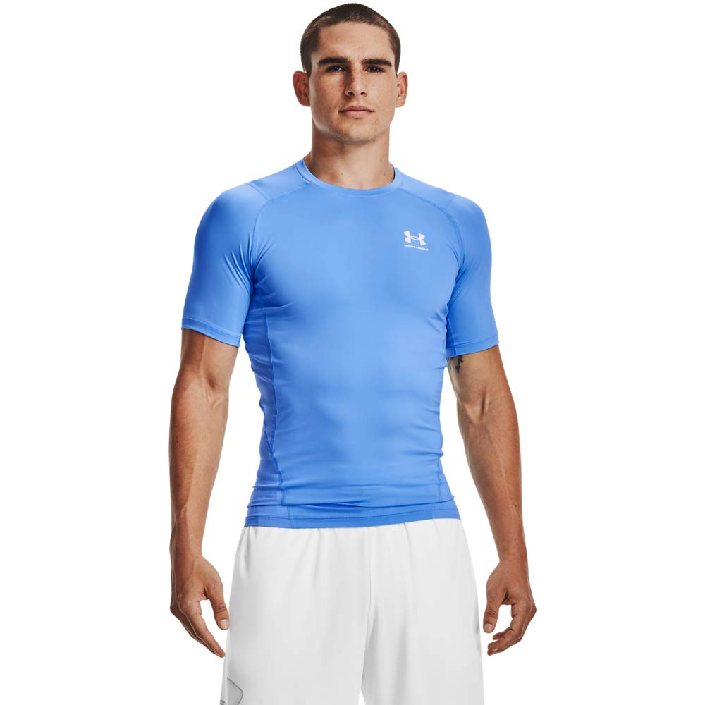 Under Armour Men's Armour HeatGear Compression Short-Sleeve T-Shirt , Carolina Blue (475)/White, Large