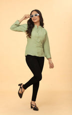Kesudi Women Solid Tunic Top - Jeans Top - Fully Stitched Full Sleeve - Solid Color - Regular Fit - Office Wear Festival - Tunic