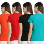 Preneum Womens Cotton Regular Fit Latest Graphic Stylish Printed Short Sleeves Casual T-Shirt || Trendy Design & Stylish (Pack