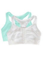 Fruit of the Loom Women's Front Close Builtup Sports Bra, Mint Chip/White, 38