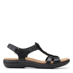 Clarks Women's Laurieann Kay Flat Sandal, Black Leather, 7 Wide