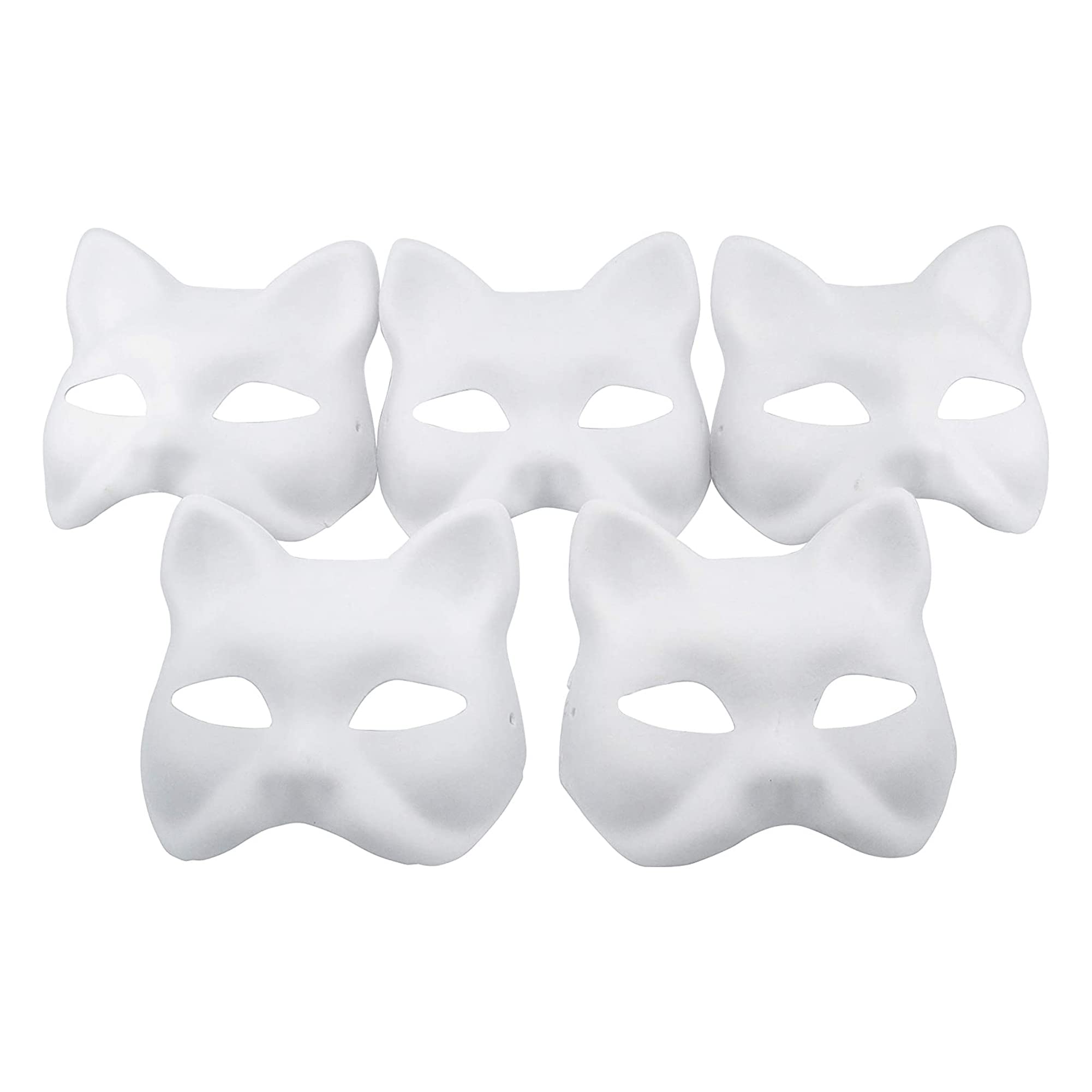 Nakimo Fox Mask DIY Paintable Cosplay Accessories Mask for Party Masquerade Costume Halloween, Pack of 5