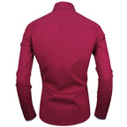 Zombom MenS Solid Cotton Blend Regular Fit Full Sleeve Collared Neck Casual Shirt For Men Burgundy