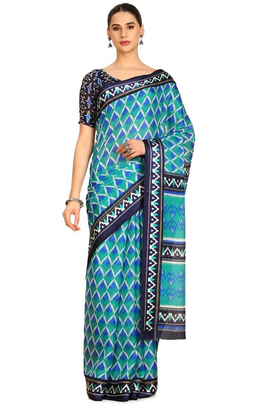 Soch Women Cotton Ikat Print Saree