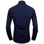 Zombom MenS Solid Cotton Blend Regular Fit Spread Collar & Full Sleeves Casual Lightweight Comfortable Shirt Navy Blue