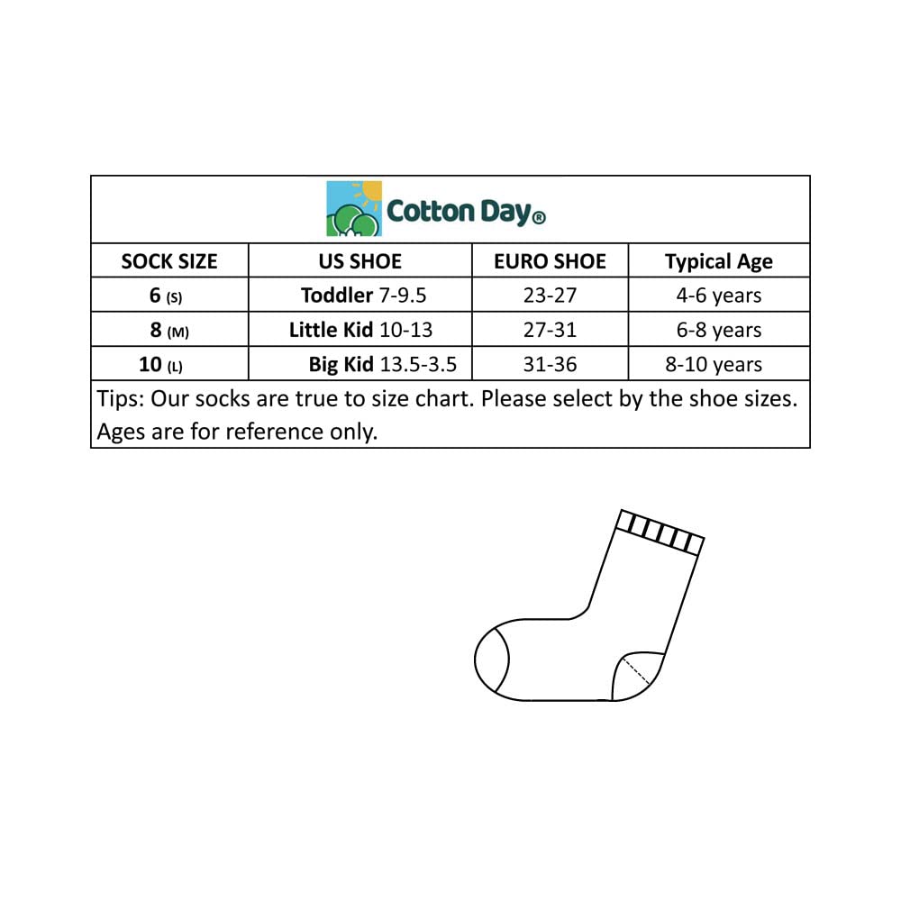 COTTON DAY 7 Days of the Week Gift Box Kids Girls Short Socks Cute Animal Floral Stripes Stars Seamless Toe 4-6 years (Size 6)