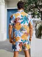 Leriya Fashion Mens Rayon Printed Co-Ord Set, Multicolour, Xl