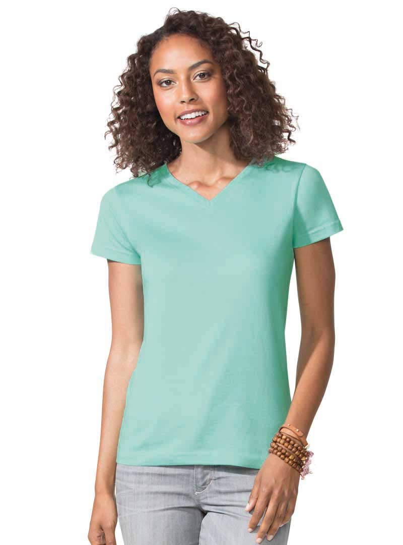 Ladies V-Neck Fine Jersey T-Shirt - BLAcK - S(D0102H7DM1P)