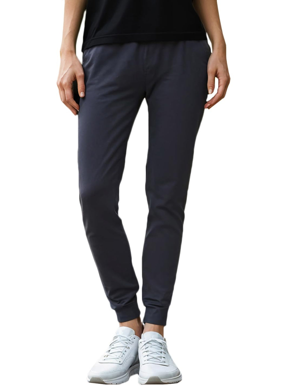 Bewakoof Womens Solid Cotton Blend Slim Fit Zipper Joggers