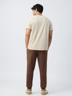 The Souled Store Colourblock Joggers: Mocha Men and Boys Drawstringed Cotton Blend Baggy Fit Joggers