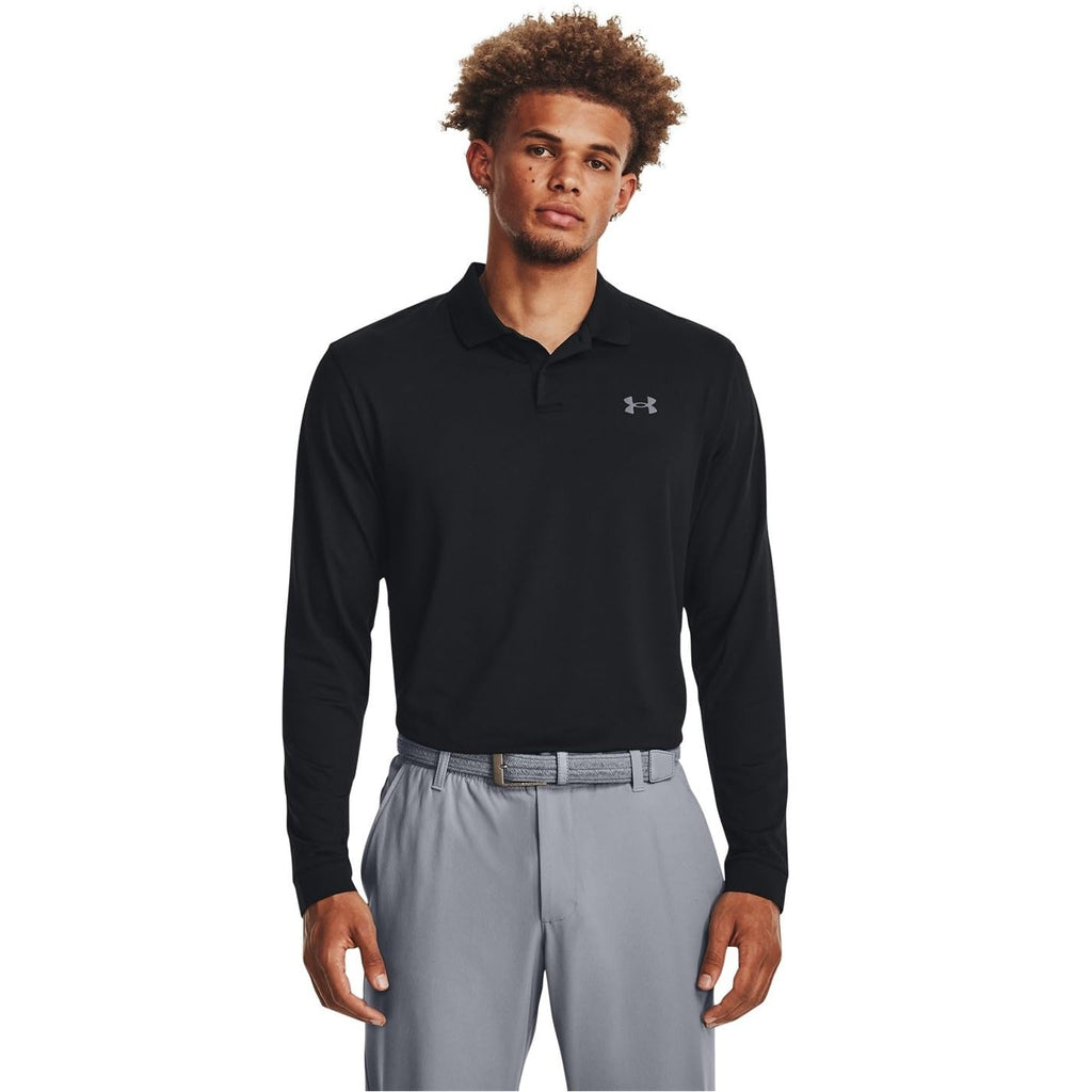 Under Armour Mens Performance Polo 3.0 Long Sleeve, (001) Black / / Pitch Gray, Small