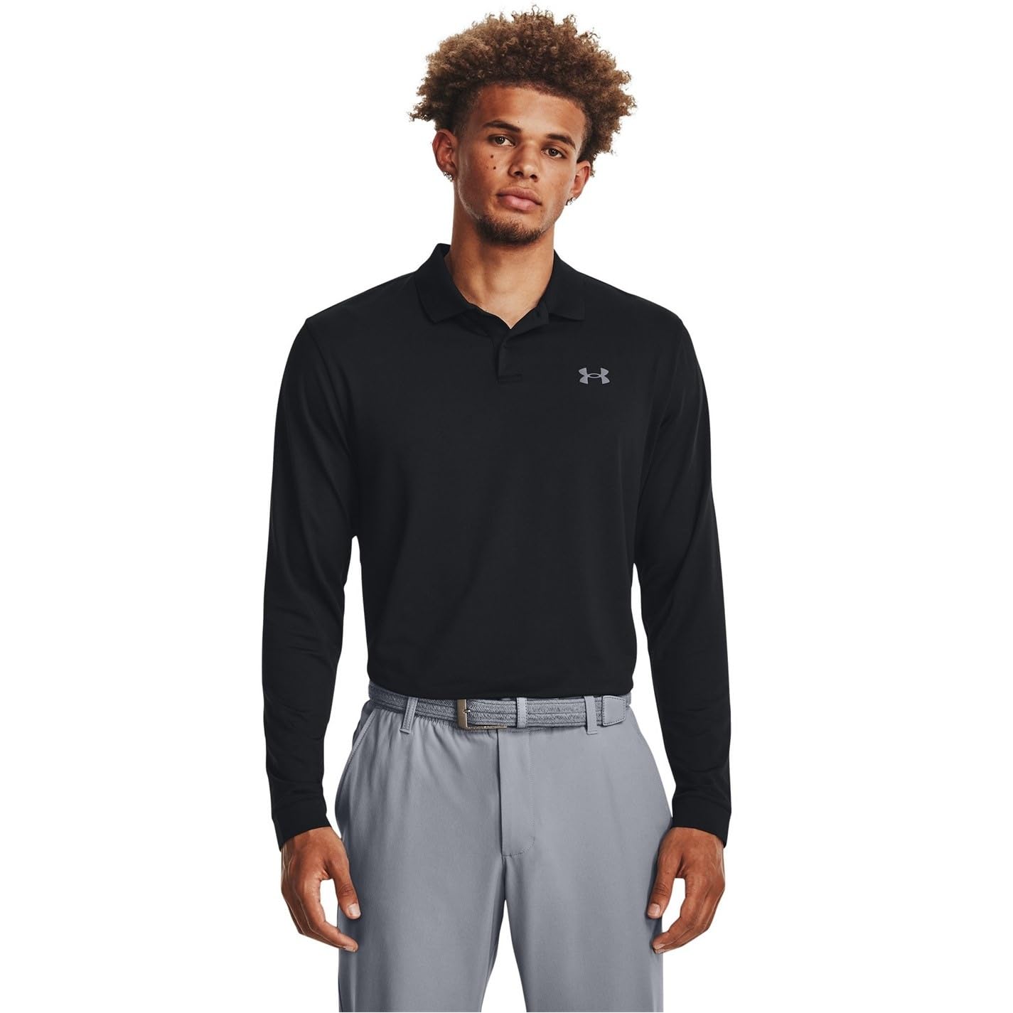 Under Armour Mens Performance Polo 3.0 Long Sleeve, (001) Black / / Pitch Gray, Small