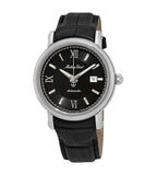 Mathey-Tissot Renaissance Genuine Leather Strap Black Dial Automatic H9030AN Mens Watch