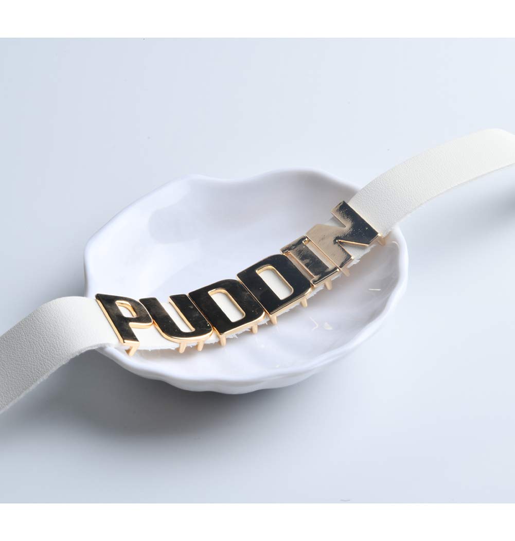 Abitoncc White Pu Leather PUDDIN Choker Necklace for Haley Cosplay Movies Costume Accessiores Halloween Cosplay