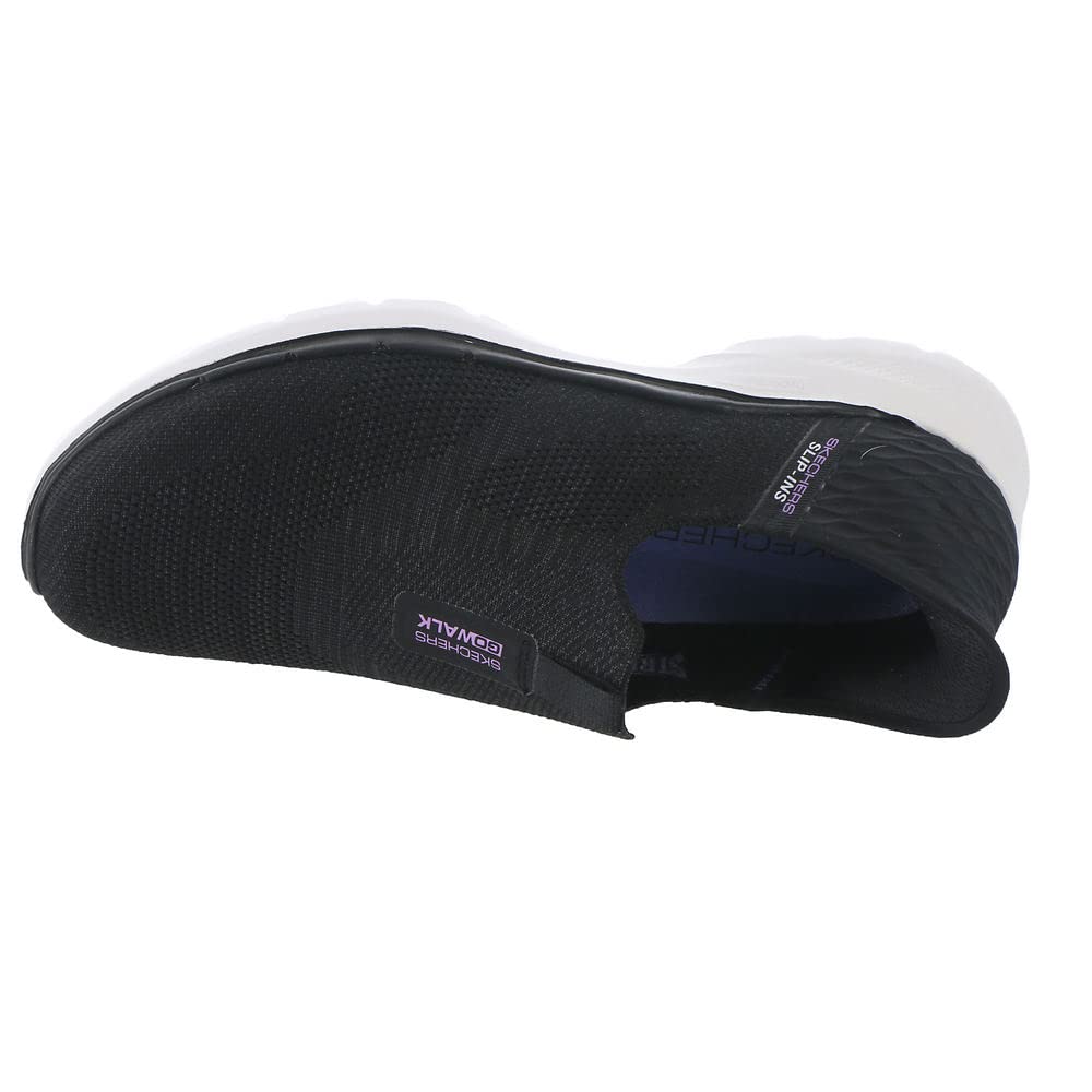 Skechers Women's Hands Free Slip-ins Go Walk 6-Fabulous View Sneaker, Black/Lavender, 8.5 Wide