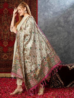 ANNI DESIGNER Womens Cotton Blend Straight Solid Kurta with Pant & Dupatta (SAVARI Cream-NW_XXL_Cream_XX-Large)