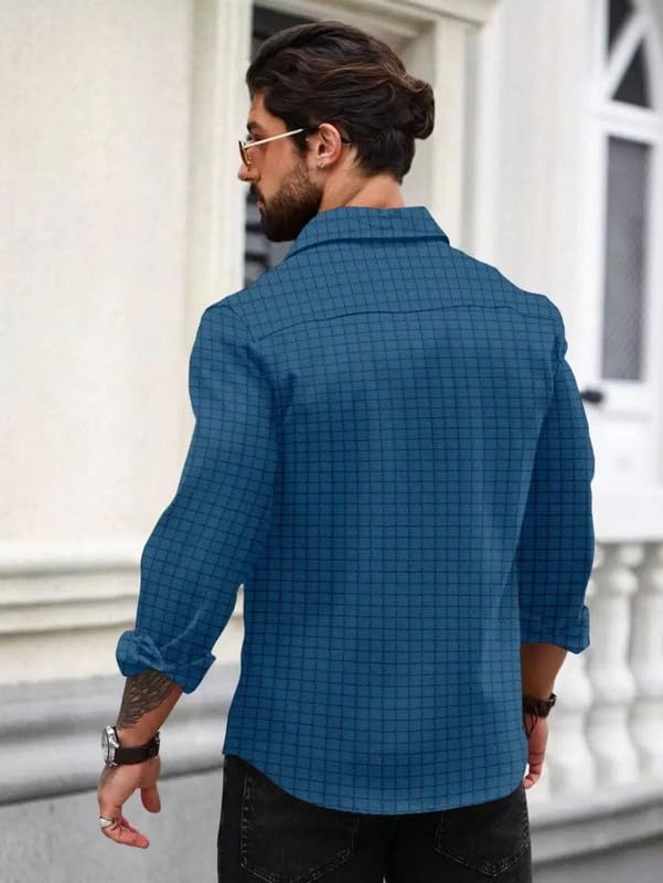 Deelmo MenS Regular Fit Button Down Dress Shirts Textured Long Sleeve Casual Hawaiian Shirt