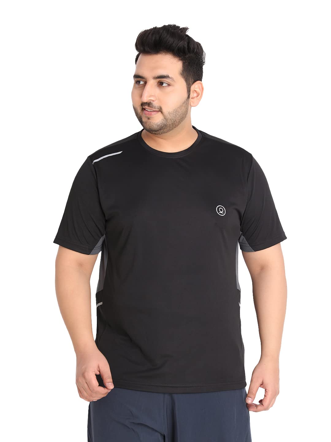 Chkokko MenS Polyester Plus Size Gym Regular Fit Half Sleeves TShirt Black Size 4Xl 4