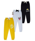 KYDA KIDS 100% Girls Cotton Printed Track Pants (Pack of 3)