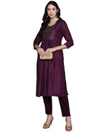 Anubhutee Women'S Silk Embellished Magenta A-Line Kurta