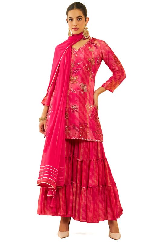 Soch Women Muslin Print with Embroidery Suit Set with Sequins