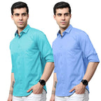 Tee Projekt Mens Solid Regular Fit Shirt (Tee Pin4_Aqua Sky Blue