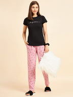 Sweet Dreams Women Cotton Top & Pyjama Set Black