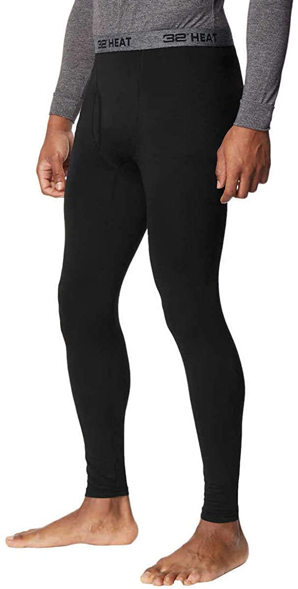 32 Degrees Mens 2 Pack Heat Performance Thermal Baselayer Pant Leggings, Black/Black, XL