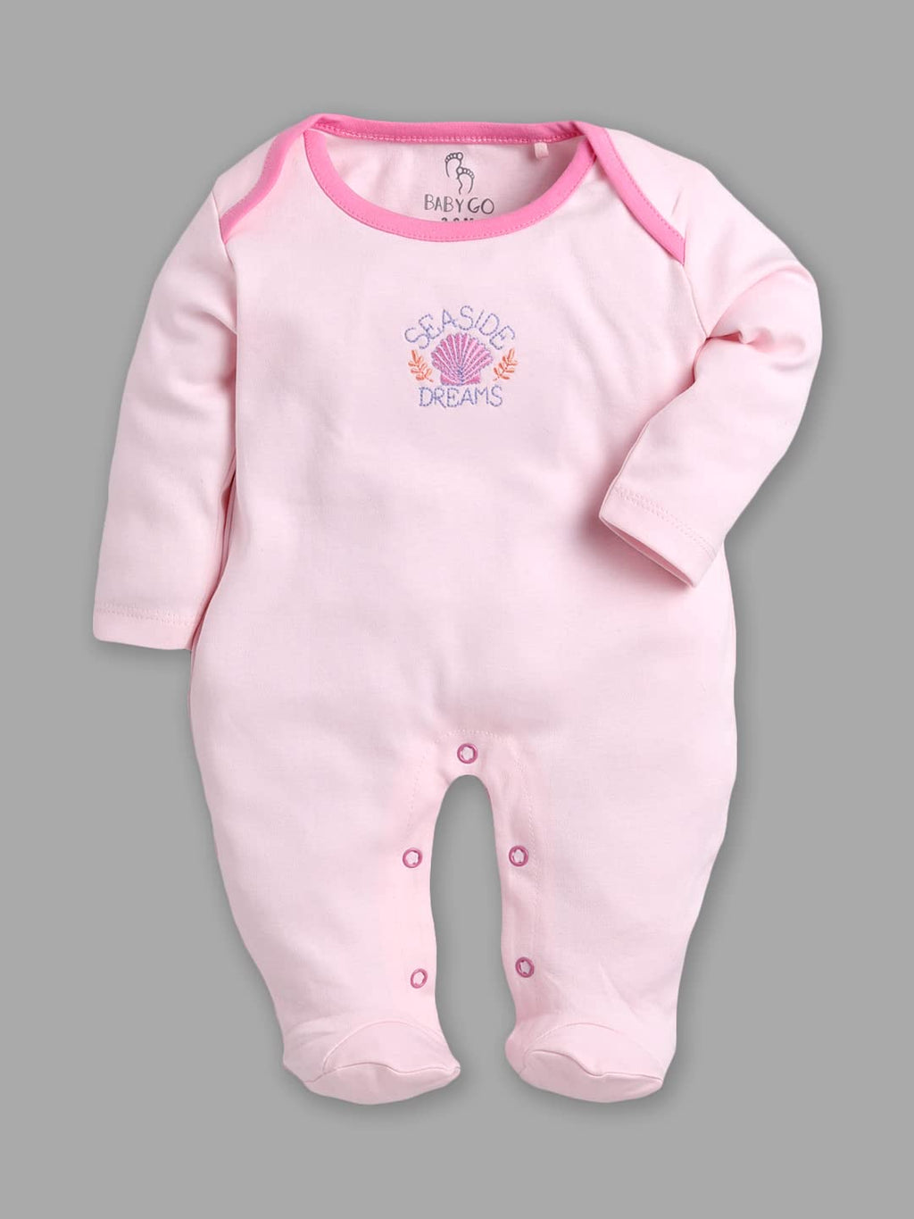 BabyGo Baby Romper 100% Cotton Rompers for New Born Baby|Sleepsuits for Baby Boys & Girls |Onesies| Infant Clothes|PINK| 0-3M| 3