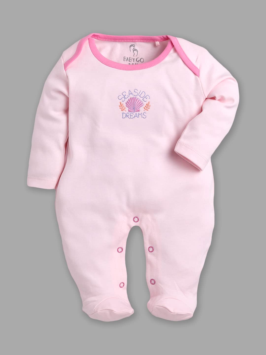 BabyGo Baby Romper 100% Cotton Rompers for New Born Baby|Sleepsuits for Baby Boys & Girls |Onesies| Infant Clothes|PINK| 0-3M| 3