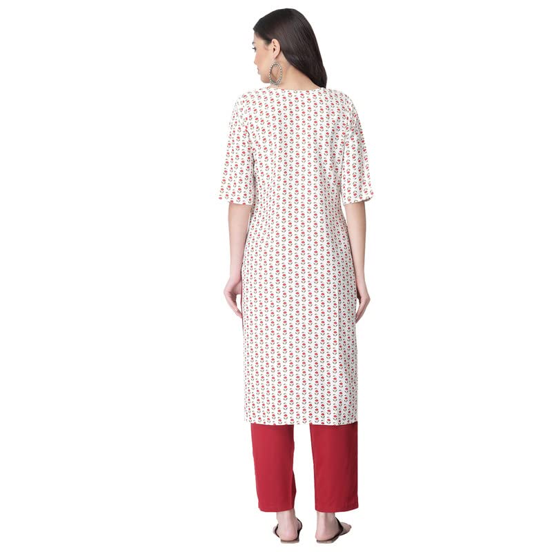 Pinkmint Women'S Color Off-White Crepe Straight Kurta And Pant Set (Ukp-2009_Xxl)