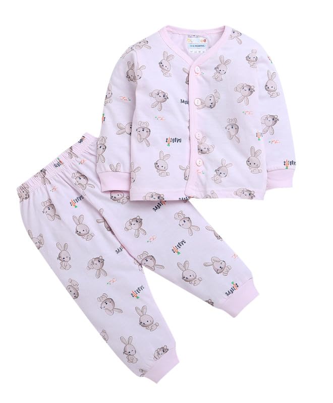 BUMZEE Light Pink Baby Girls Full Sleeves Jabla & Pyjama Set Age - New Born (Peb9281B-lpk)