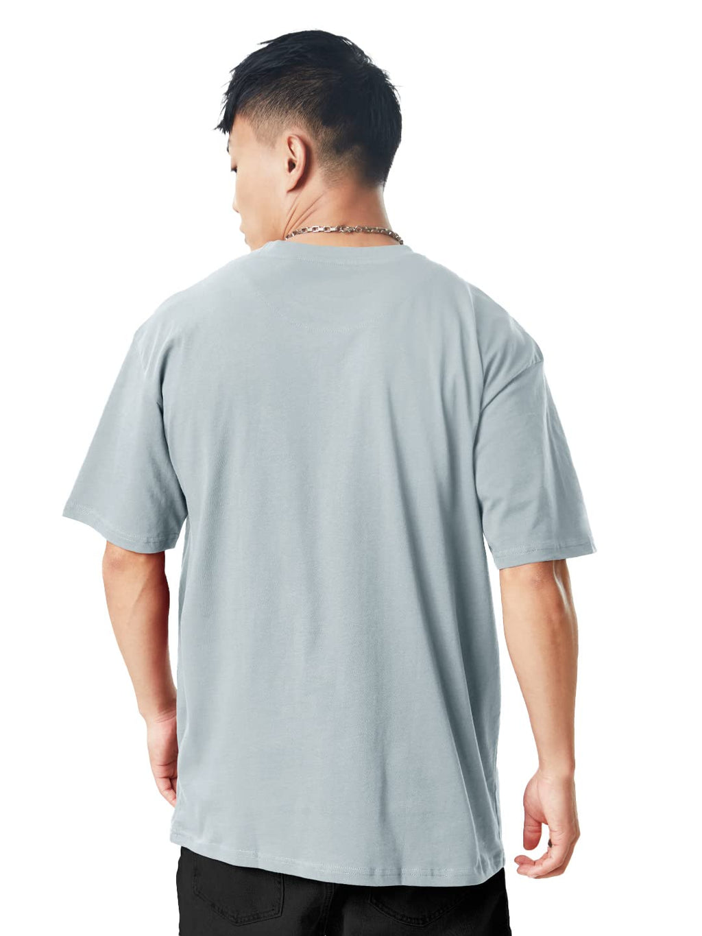 The Souled Store Men Pearl Grey Solid Oversized T-Shirts