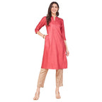 Fabindia WomenS Viscose Silk Solid Regular Kurta (1038026Fuchsia_Fuchsia