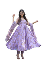 Wedani Rayon Anarkali Dress for Women Purple