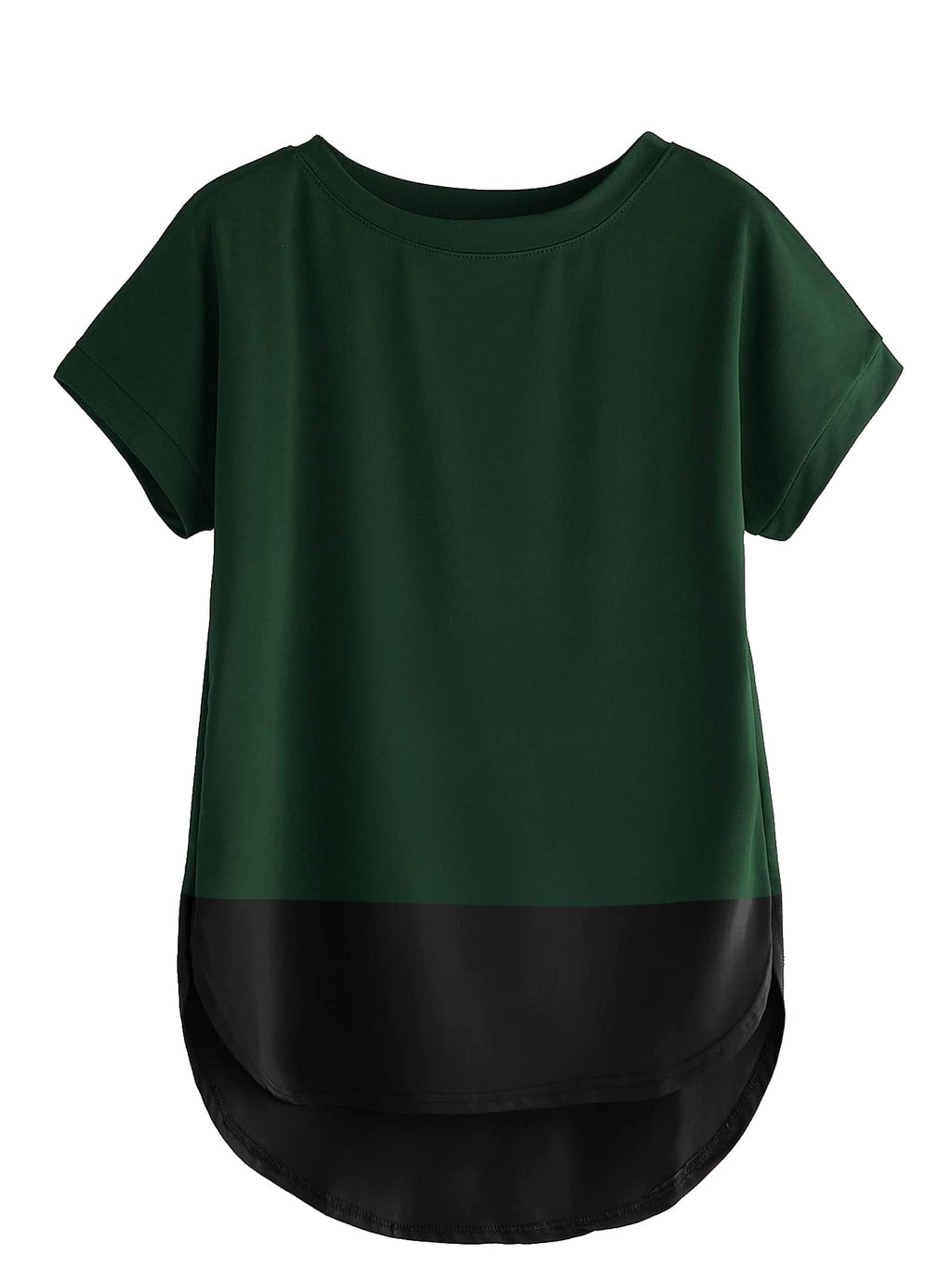 Fabricorn Womens Solid Regular Fit T-Shirt (GT01_UpDown4_P_Bottle Green & Black