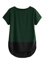Fabricorn Womens Solid Regular Fit T-Shirt (GT01_UpDown4_P_Bottle Green & Black
