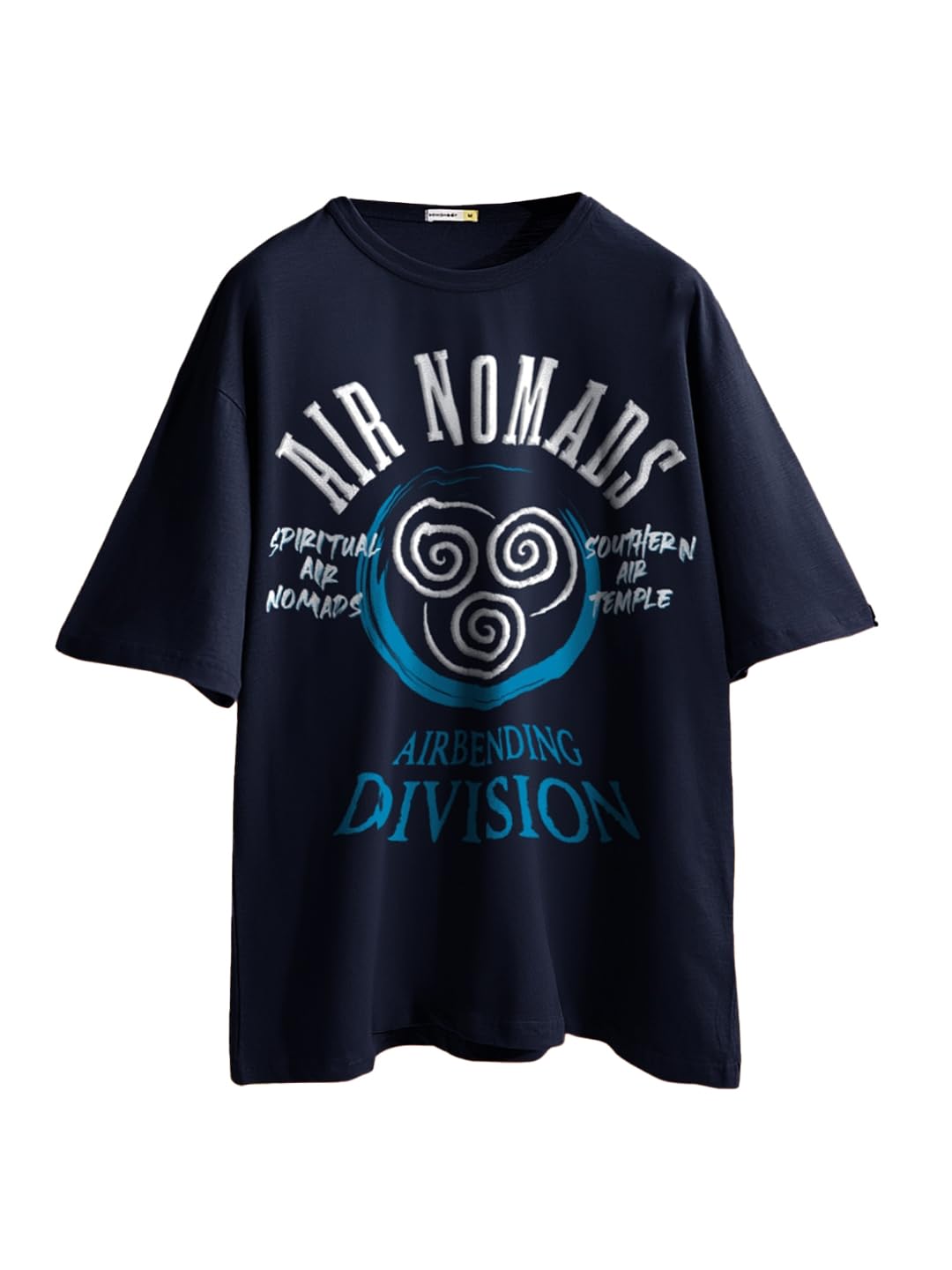 Bewakoof Official Avatar Merchandise Mens Graphic Printed Oversized Fit Half Sleeve Round Neck Cotton T-Shirt_631014_Blue_L