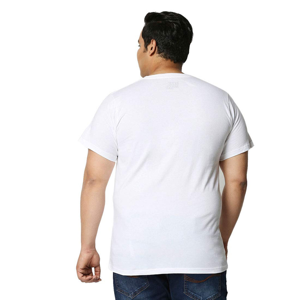 Bewakoof Mens Solid 100% Cotton Plus Size T-Shirt - Regular Fit, Round Neck, Half Sleeves
