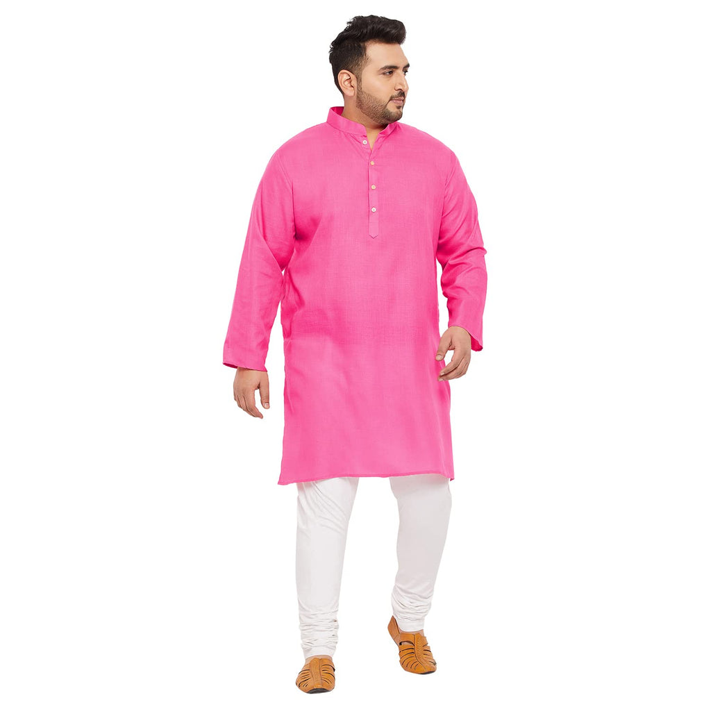Bigbanana Plus Size Men'S Regular Fit Kurta (Ullas-Pink,Pink,7Xl)