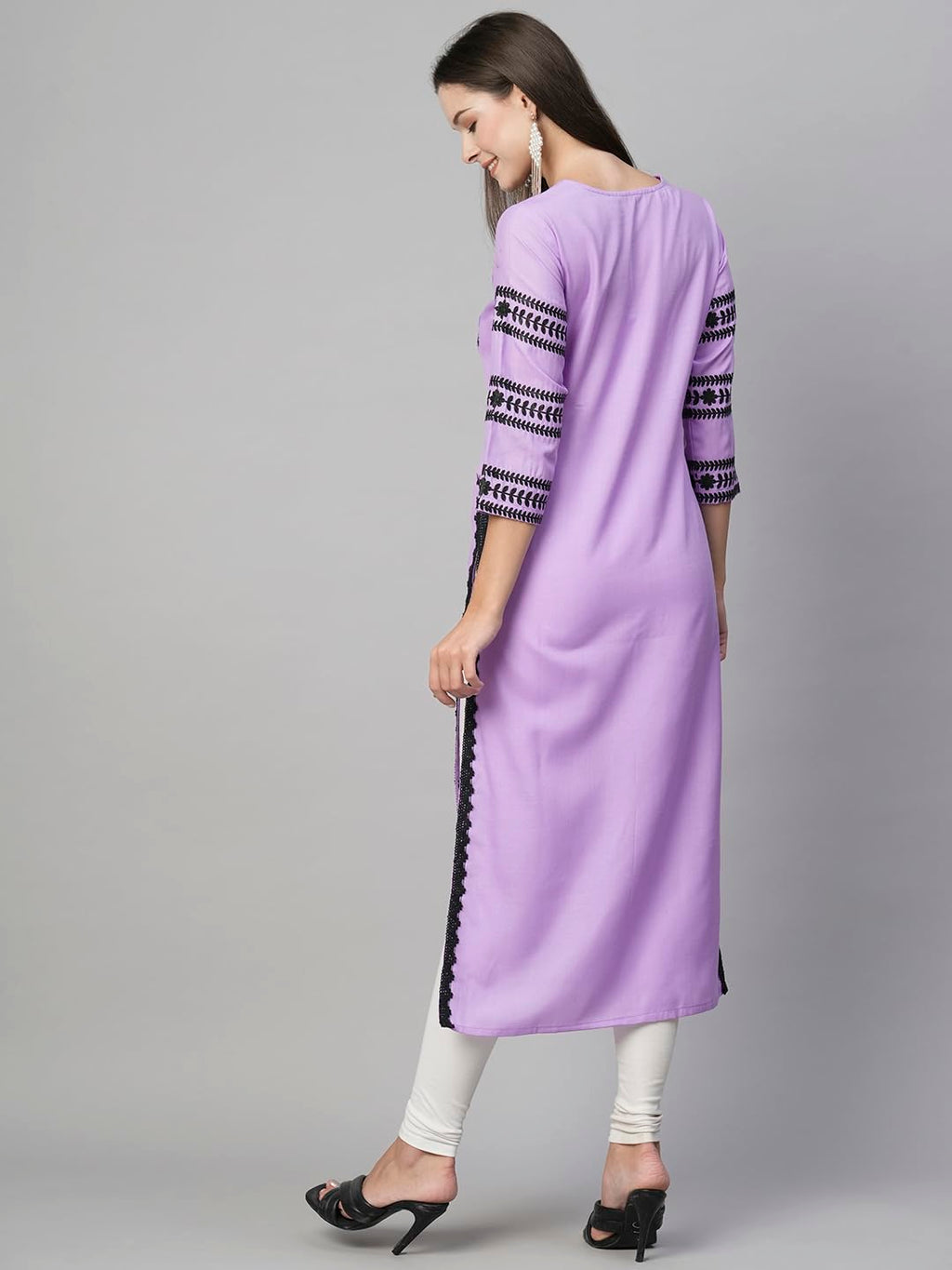ANNI DESIGNER Womens Cotton Blend Chikankari Embroidered Straight Kurta (STHO-Purple-NW_M_Purple_Medium)