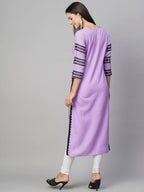ANNI DESIGNER Womens Cotton Blend Chikankari Embroidered Straight Kurta (STHO-Purple-NW_M_Purple_Medium)