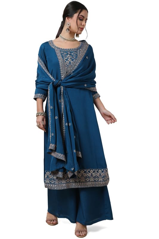 Soch Women Yoke Design Chinon Blend Suit Set with Sequins