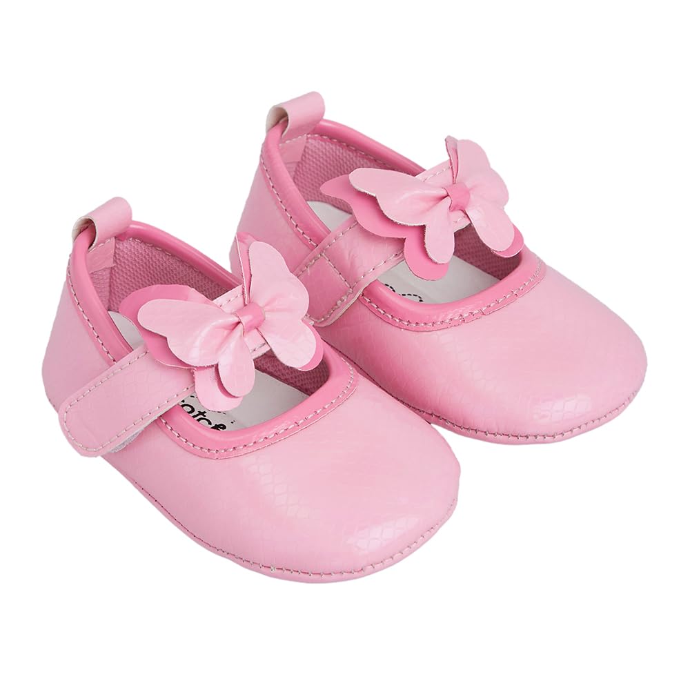 Hopscotch Girls Pink Synthetic/Pu Butterfly Applique Booties Uk: 3 3