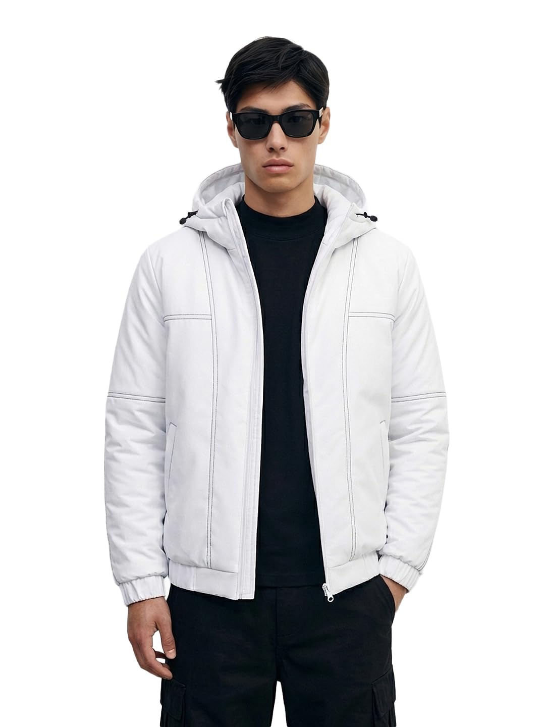 The Indian Garage Co Mens Relaxed Fit Long Sleeves Hooded Textured Hoodie