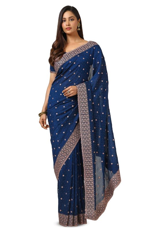 Soch Women Floral Zari Embroidered Tussar Saree with Work