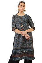 Soch Women Satin Printed Kurta with Tassels and Gota Patti