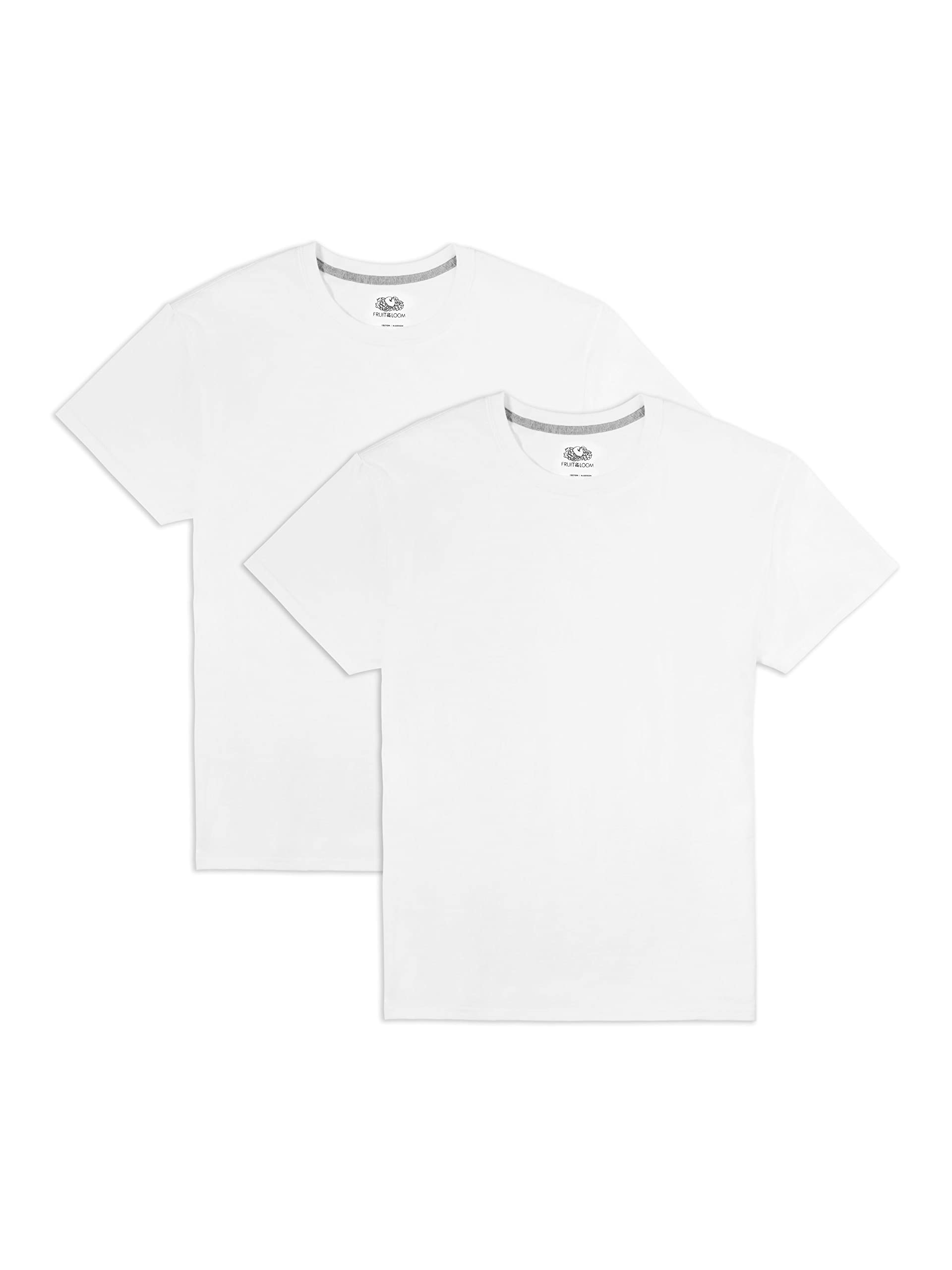 Fruit Of The Loom Mens Eversoft Cotton Shirts, Breathable & Moisture Wicking With Odor Control, Sizes S-4x, Crew - 2 Pack - Whit